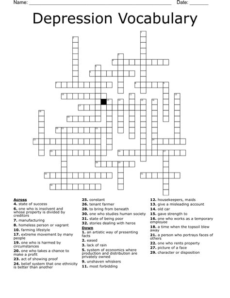 depression crossword clue